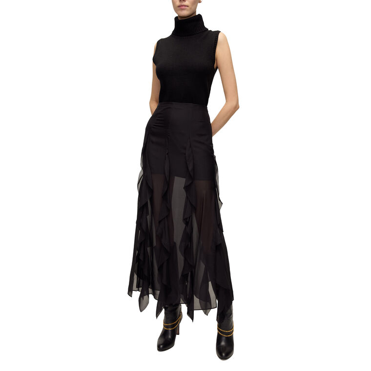Ava Handkerchief-Hem Silk Maxi Skirt image number null