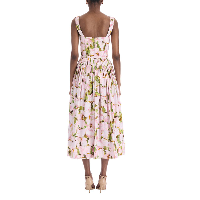 Sleeveless Watercolor Iris Poplin Day Dress image number null