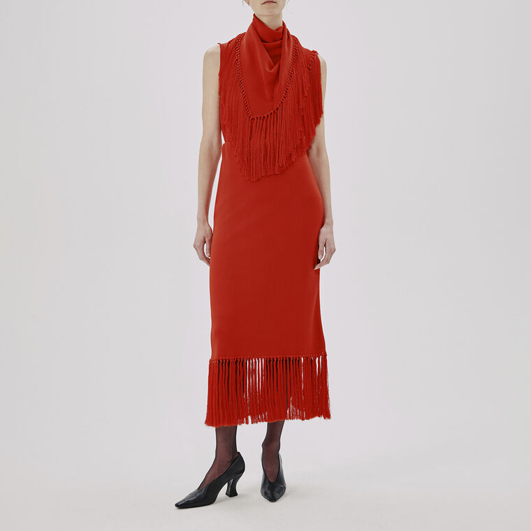 Knit Fringe Maxi Skirt image number null