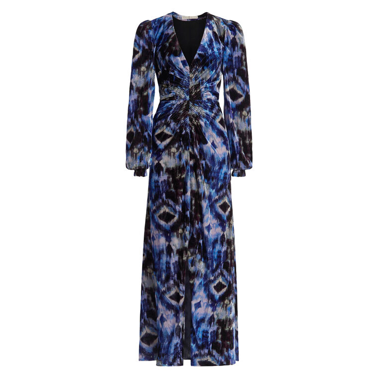 Elsabeth Printed Velvet Maxi Dress image number null