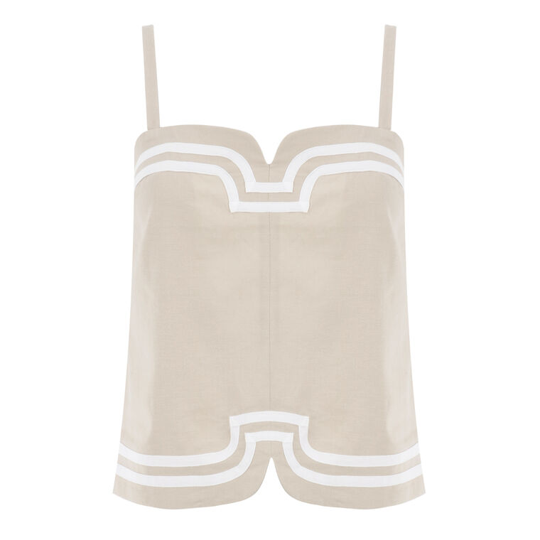 Avignon Sleeveless Stretch Linen Top image number null