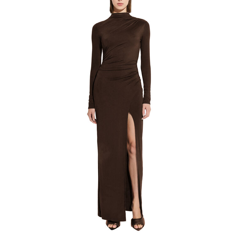 Jersey Draped Long Sleeve Gown image number null