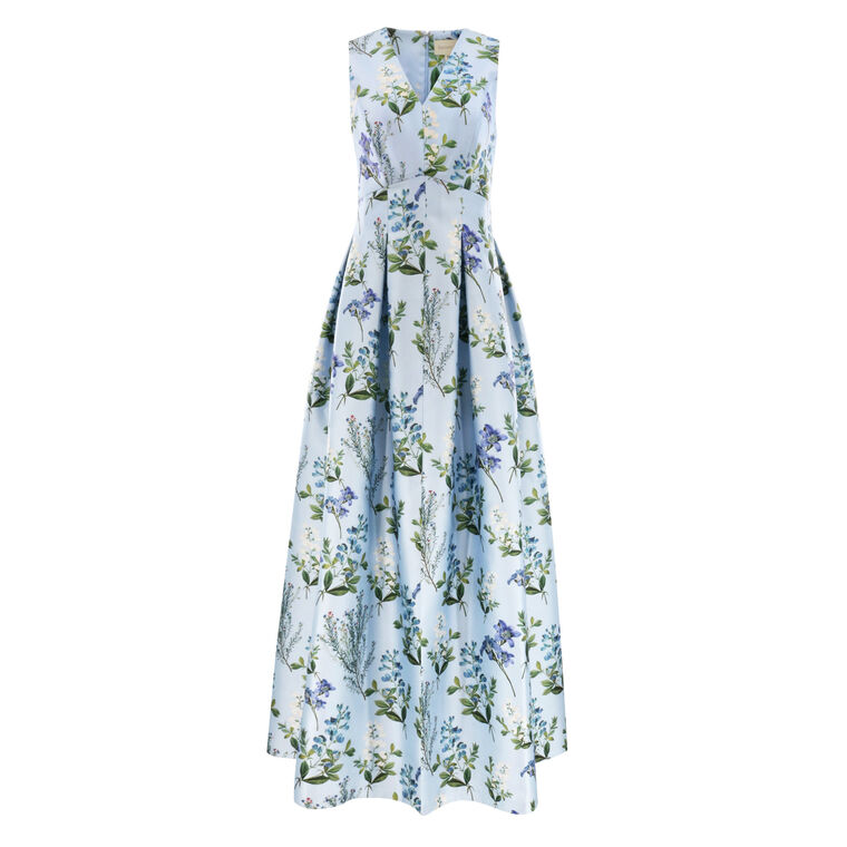 Brooke Sleeveless V-Neck Box Pleat Gown image number null