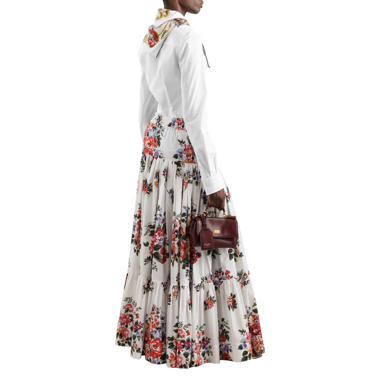 Long Sleeve Button Down Blouse With Silk Scarf image number null