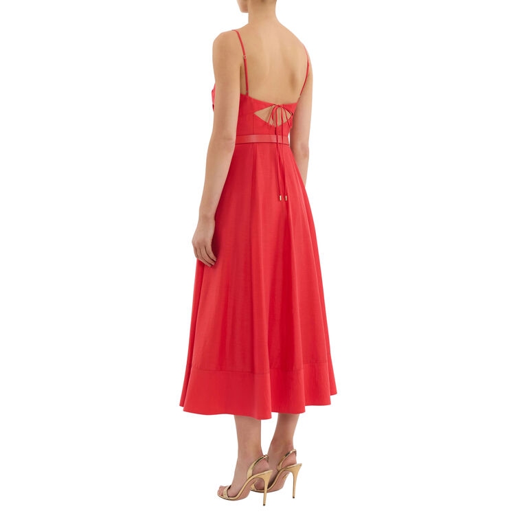 Pasteque Sleeveless Belted Midi Dress image number null