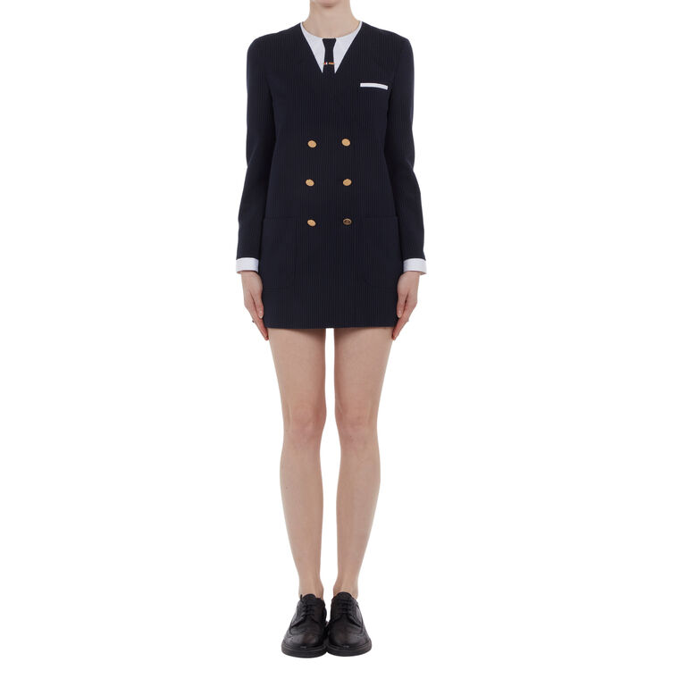 Seersucker Mini Blazer Dress image number null
