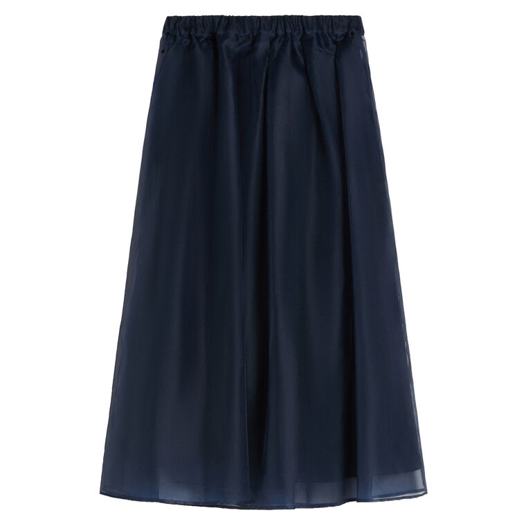 Visino Pleated Silk Organza Midi Skirt image number null