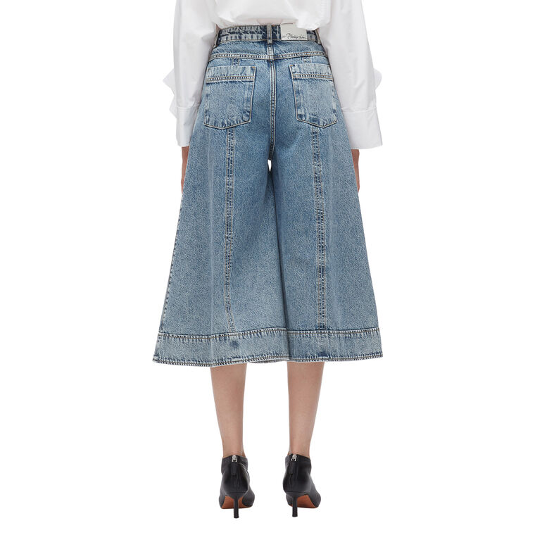 Pleated Lightweight Denim Culotte image number null