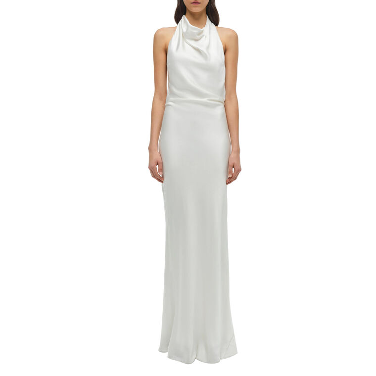 Reannon Sleeveless Draped Satin Gown image number null