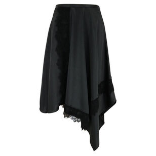 Satin Midi Skirt With Lace Trim