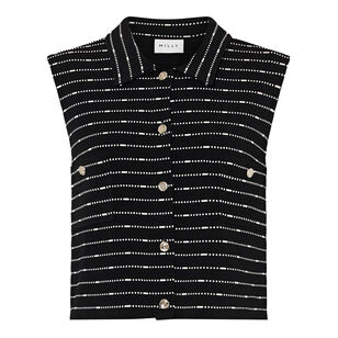 Laney Sleeveless Collared Striped Knit Top
