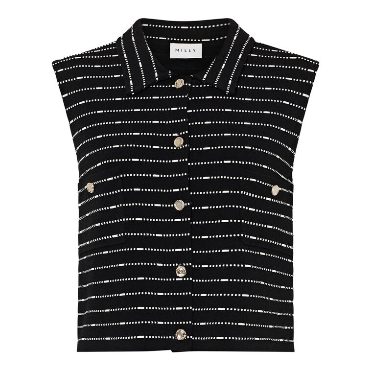 Laney Sleeveless Collared Striped Knit Top image number null