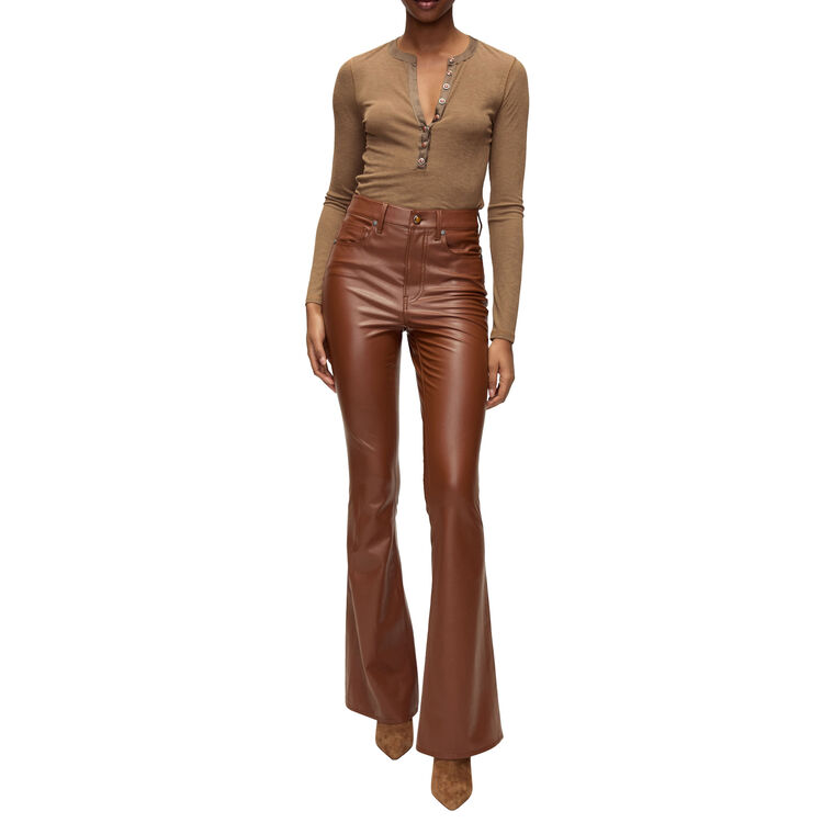 Beverly High Rise Vegan Leather Flare Pants image number null