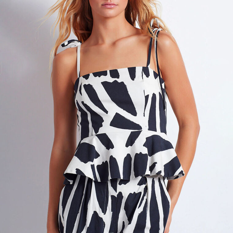 Printed Cotton Peplum Top image number null