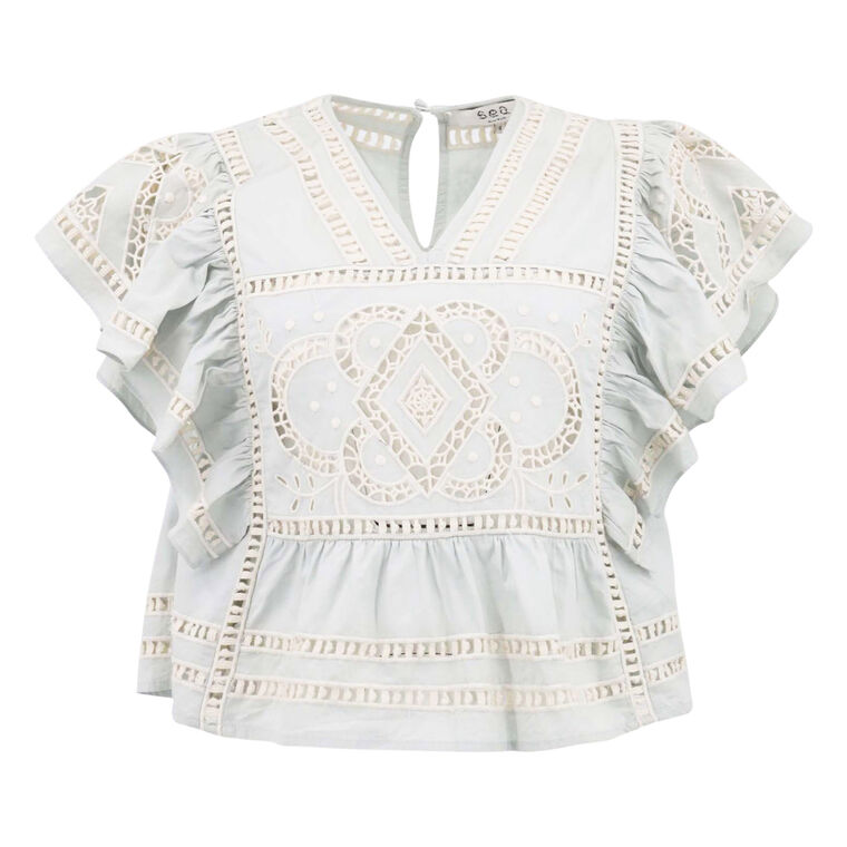 Blaire Eyelet Flutter Sleeve Top image number null