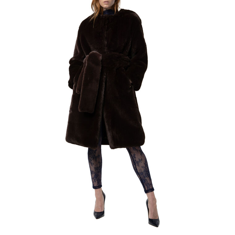 Stella Belted Faux Fur Coat image number null