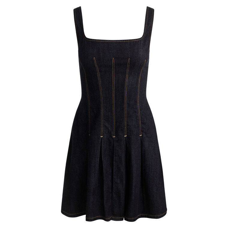 Hollis Sleeveless Flared Denim Mini Dress image number null