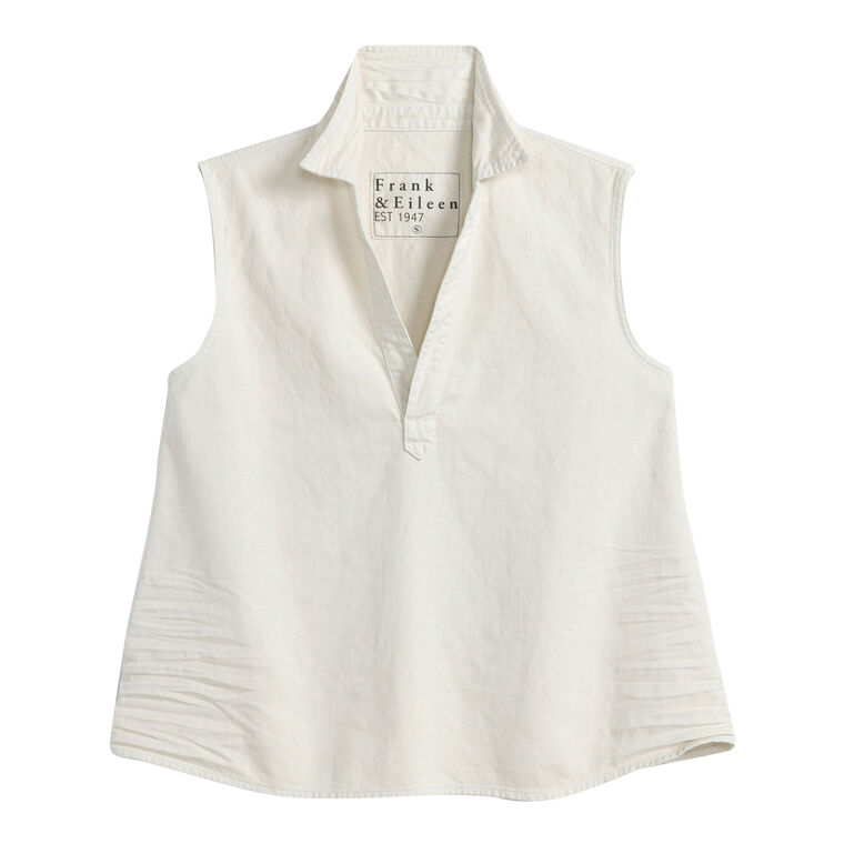 Olivia Collared V-Neck Popover Denim Tank image number null