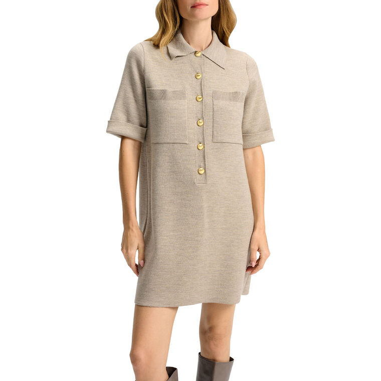 Madden Merino Wool Knit Mini Shirt Dress image number null