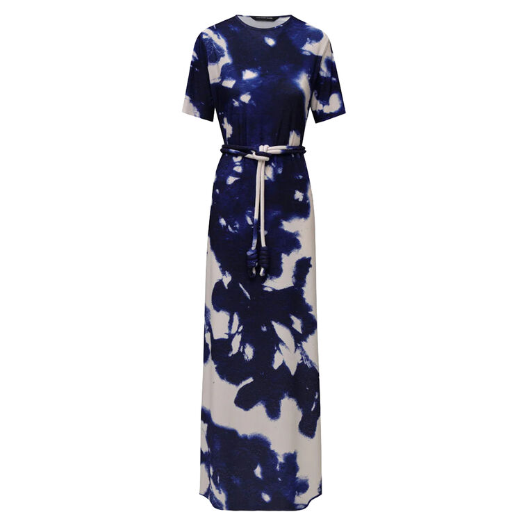 Aliki Short Sleeve Jersey Midi Dress With Belt image number null