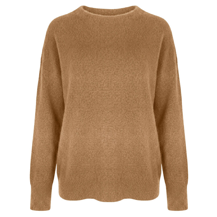 Plush Cashmere Funnel-Neck Sweater image number null