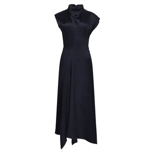 High Neck Draped Midi Dress