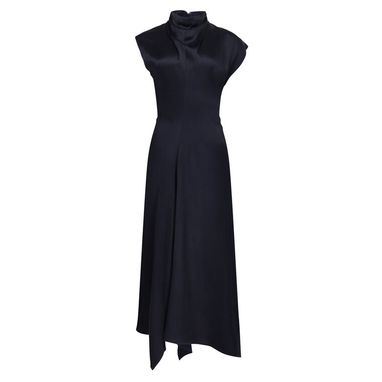 High Neck Draped Midi Dress image number null