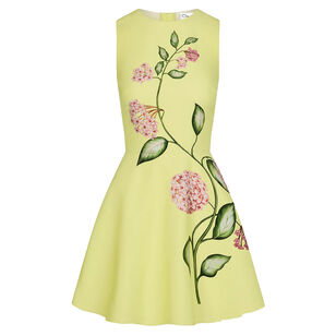 Sleeveless Porcelain Flowers Wool Mini Dress