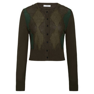 Hand Cut Argyle Long Sleeve Cardigan