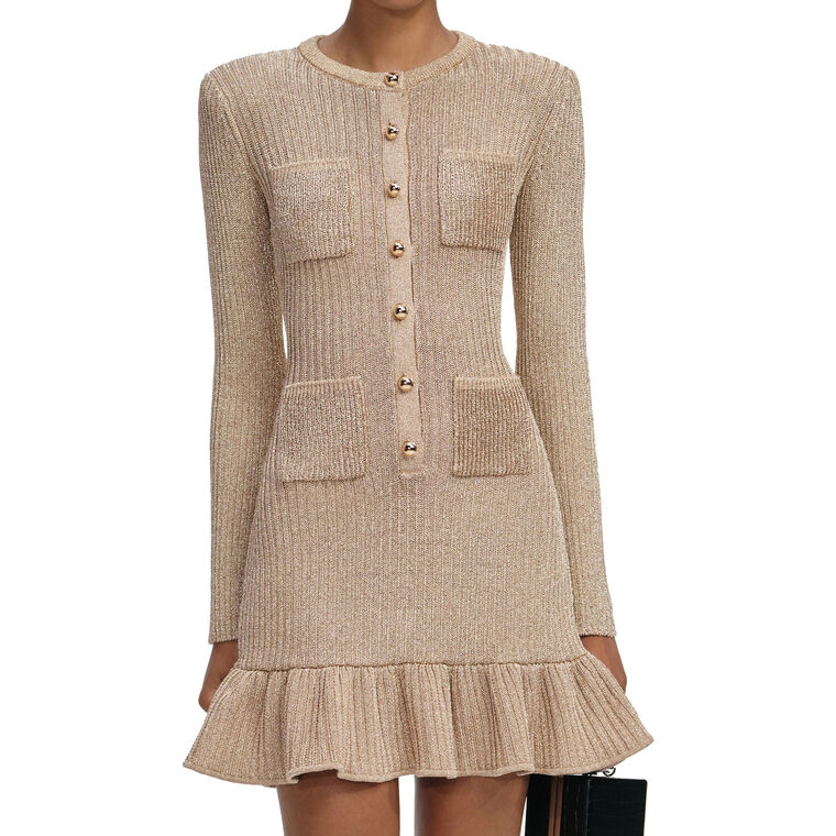 Lurex Knit Long Sleeve Mini Dress image number null