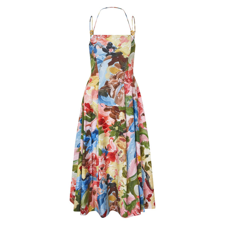 Double Strap High-Volume Midi Dress image number null
