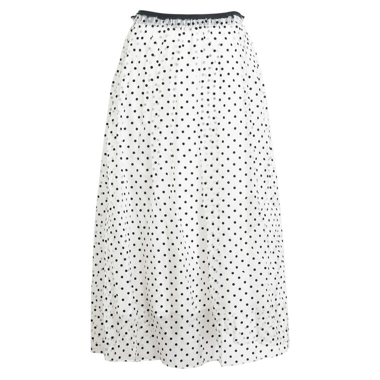 Ainsley Polka Dot Silk Organdy Midi Skirt image number null