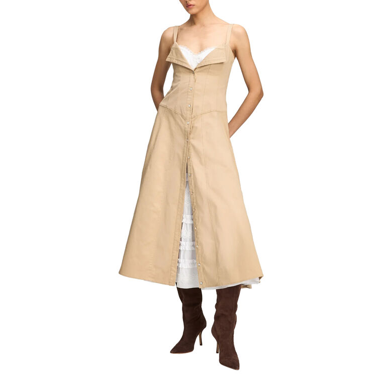 Lucil Sleeveless Button-Front A-Line Midi Dress image number null
