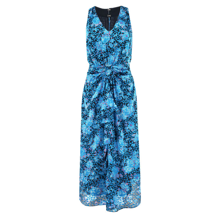 Athena Floral Gathered-Front Sleeveless Midi-Dress image number null