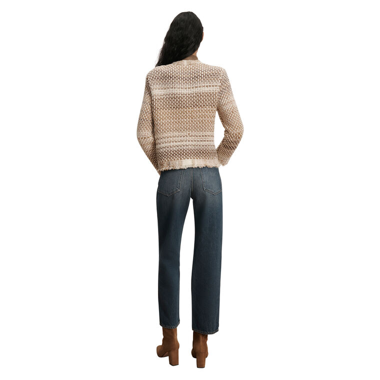 Sariyah Tweed Knit Cropped Collarless Jacket image number null