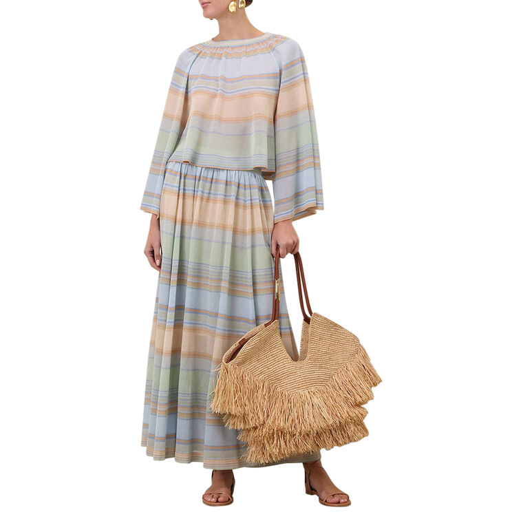 Indra Stripe Knit Midi Circle Skirt image number null