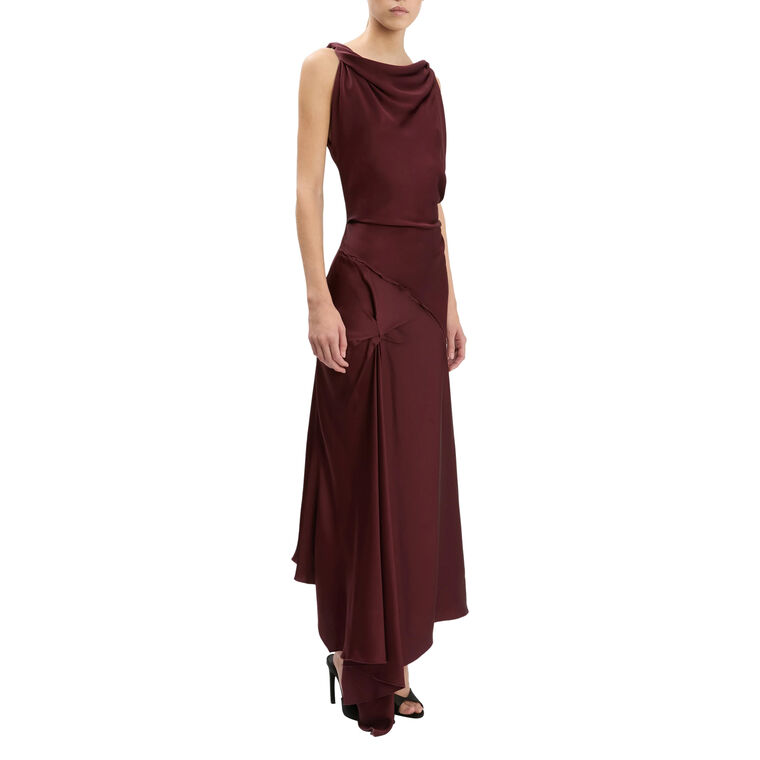 Posy Sleeveless Draped Satin Midi Dress image number null