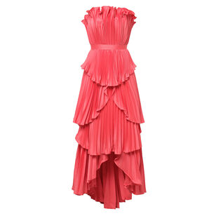 Janey Strapless Tiered Shell Midi Dress