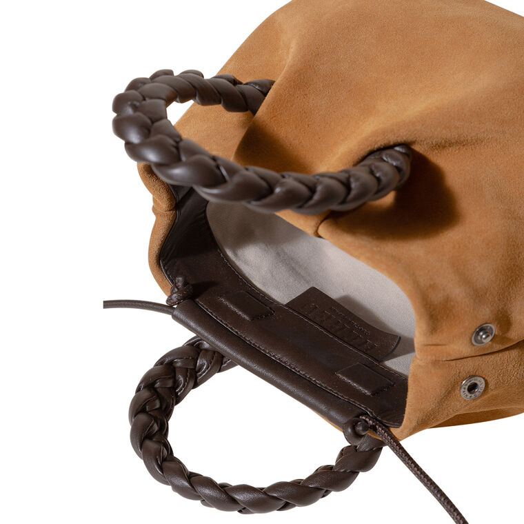 Bombon Medium Plaited-Handle Suede Handbag image number null