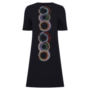 Sonia Crystal Short Sleeve Shift Dress