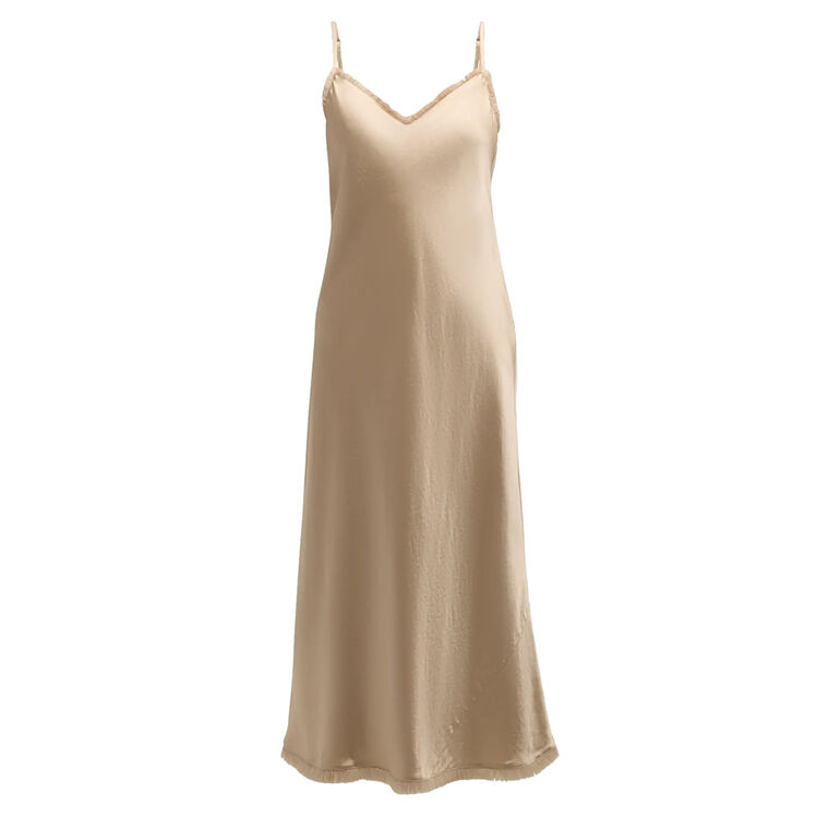 Satin Frayed-Edge Bias Camisole Dress image number null