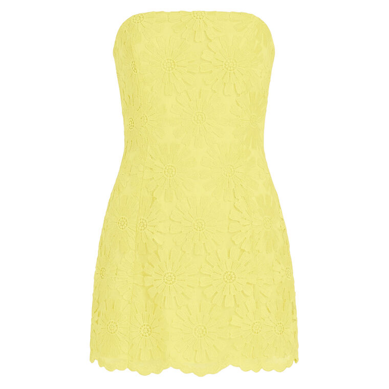 Daisy Strapless Scalloped Lace Hem Romper image number null