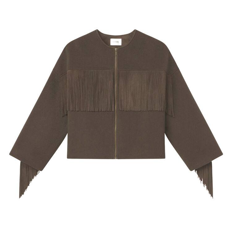Mix Suede Fringe Coat image number null