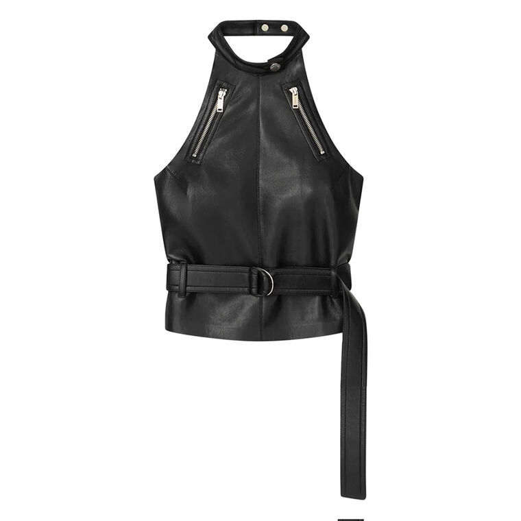 Sybel Regenerated Leather Halterneck Top image number null