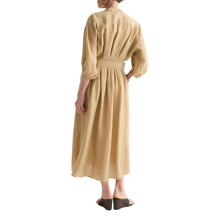 Linen Maxi Dress With Poet Sleeves image number null