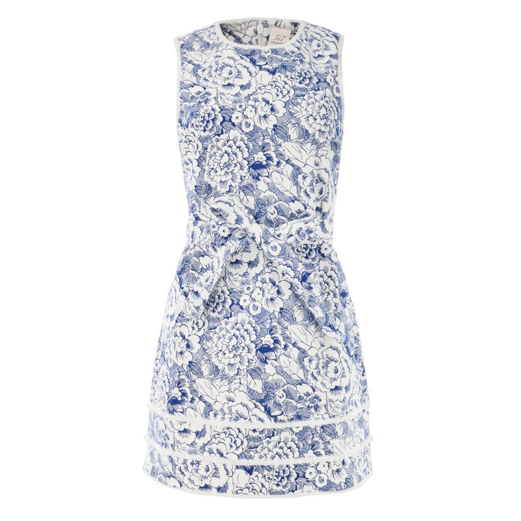 Mindie Sketchbook Floral Denim Mini Dress image number null