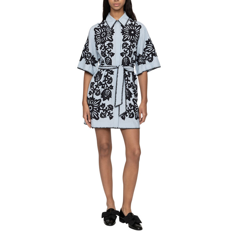Liliana Short Sleeve Applique Mini Dress image number null