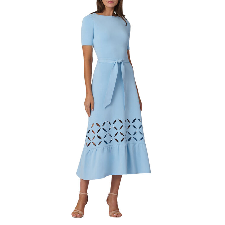 Pendelton Short Sleeve Tie-Belt Knit Midi Dress image number null