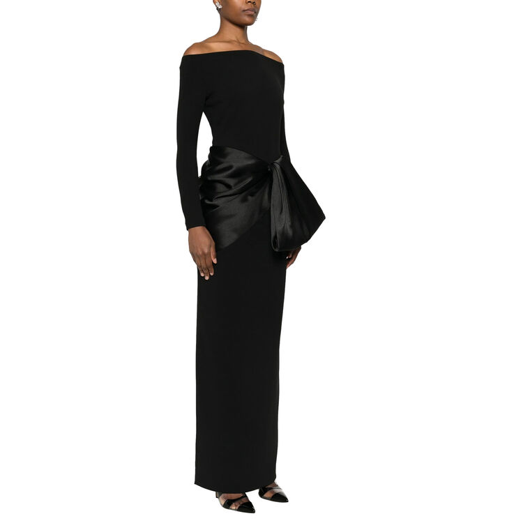 Kori Long Sleeve Satin-Detail Maxi Dress image number null