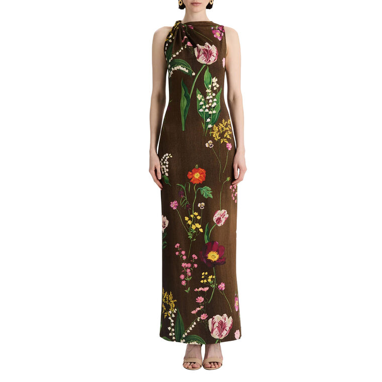 Sleeveless Mixed Botanical Milano Jersey Maxi Dress image number null